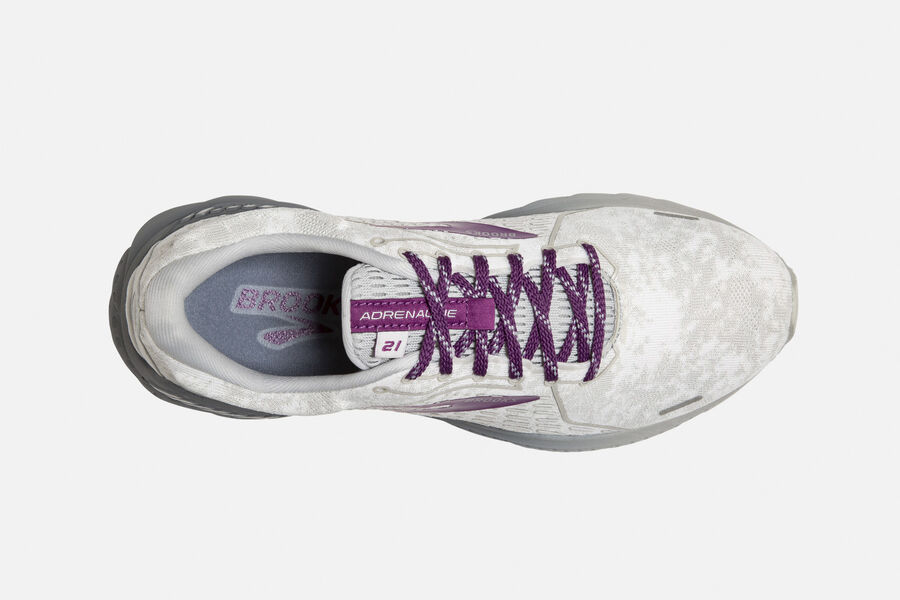 Brooks Running Shoes - Adrenaline GTS 21 Road Womens - White/Purple - SVX-417965